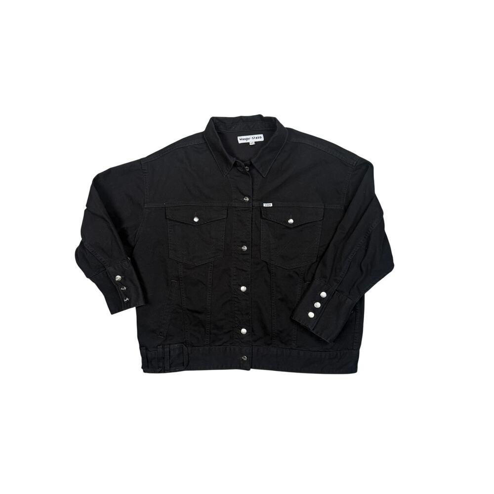STAUD Wrangler The Biggest Jean Denim Jacket Oversized Utility Black Large XL